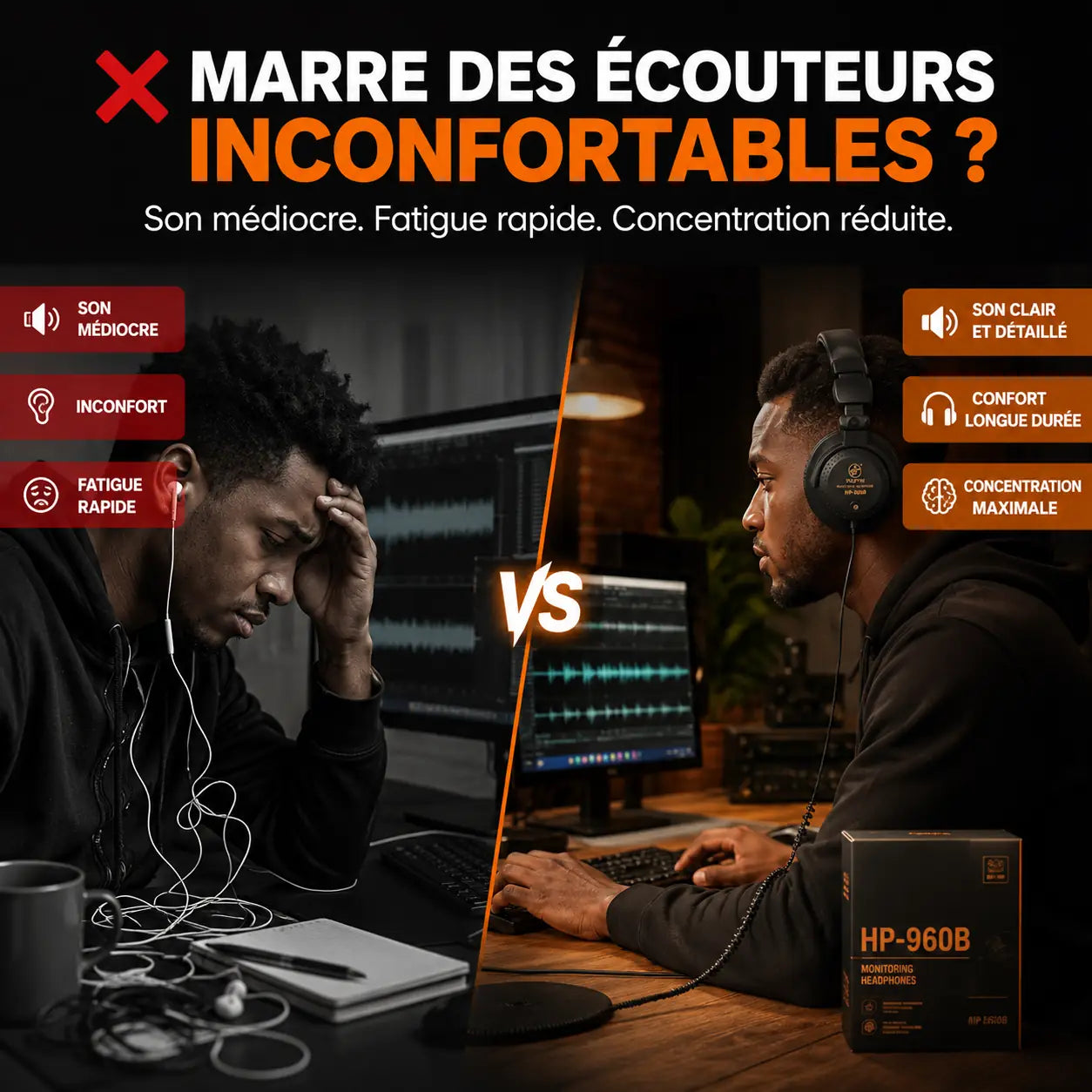 🎧 Casque HP-960B : Entendez Chaque Détail Comme un Professionnel INOUSSEN