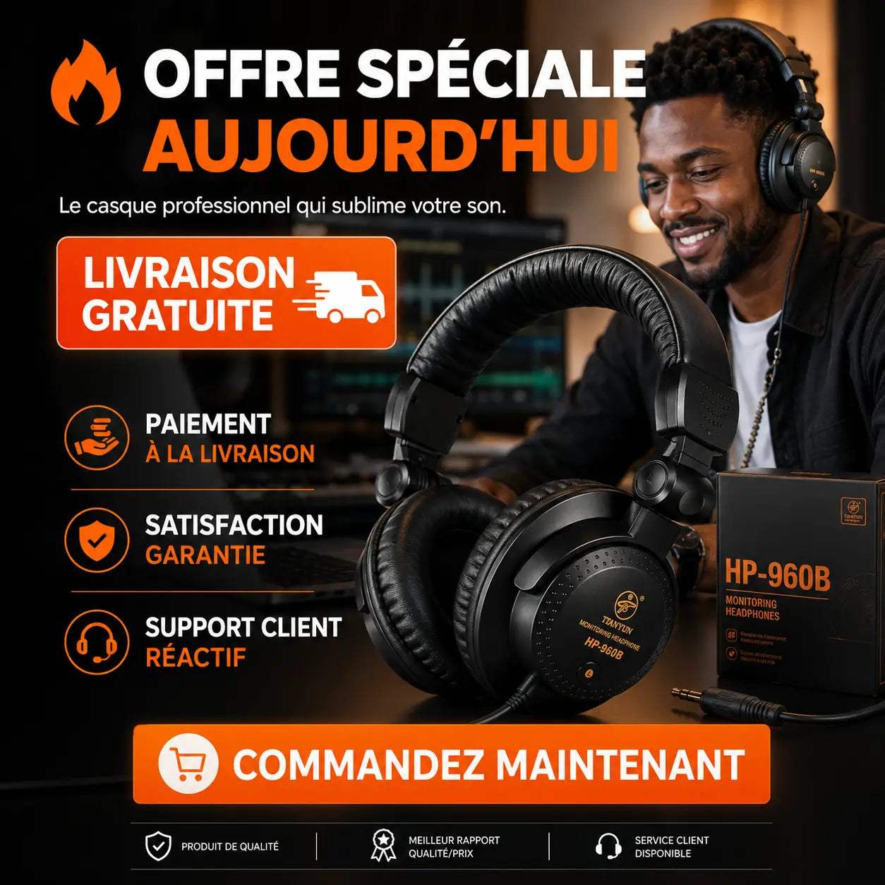 🎧 Casque HP-960B : Entendez Chaque Détail Comme un Professionnel INOUSSEN