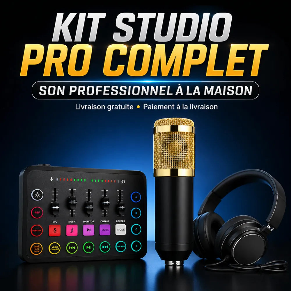 Kit Studio Complet Micro BM800 + Carte son F11 + Casque studio — Paiement à la Livraison INOUSSEN