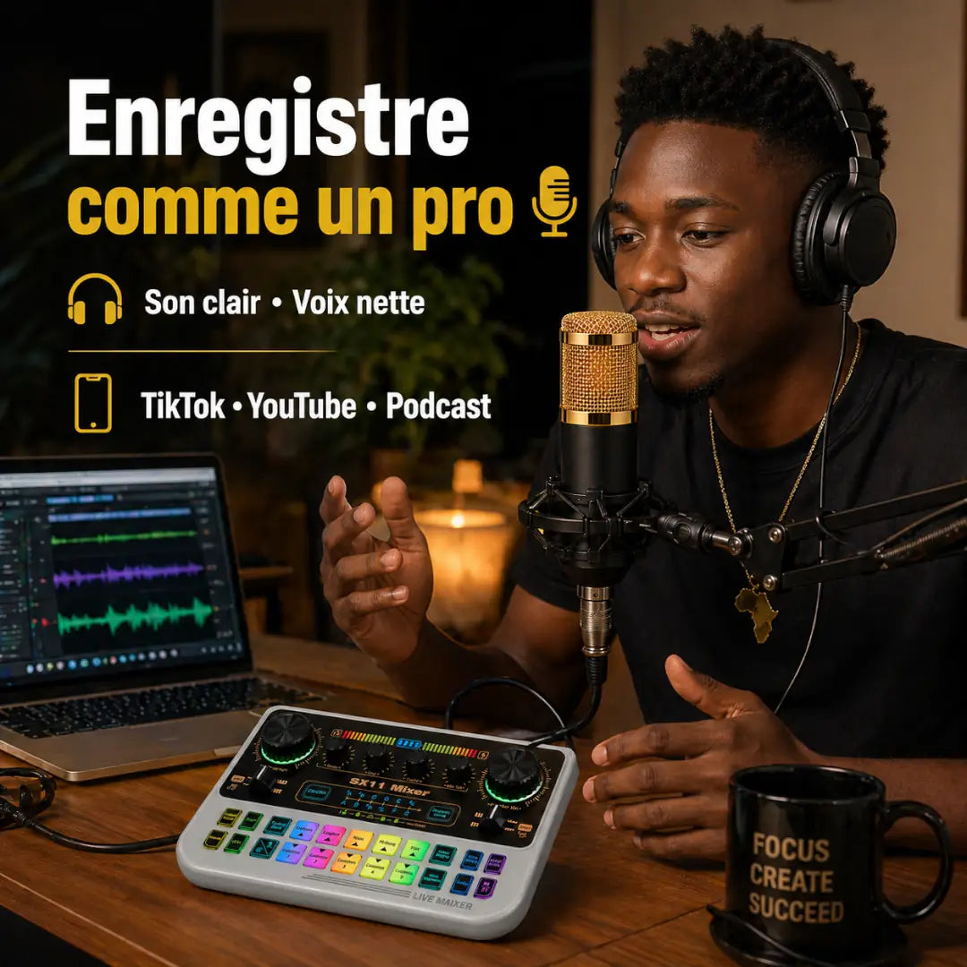 Kit Studio Complet Micro + Carte Son — Son Pro Facile + Livraison Gratuite à Dakar INOUSSEN