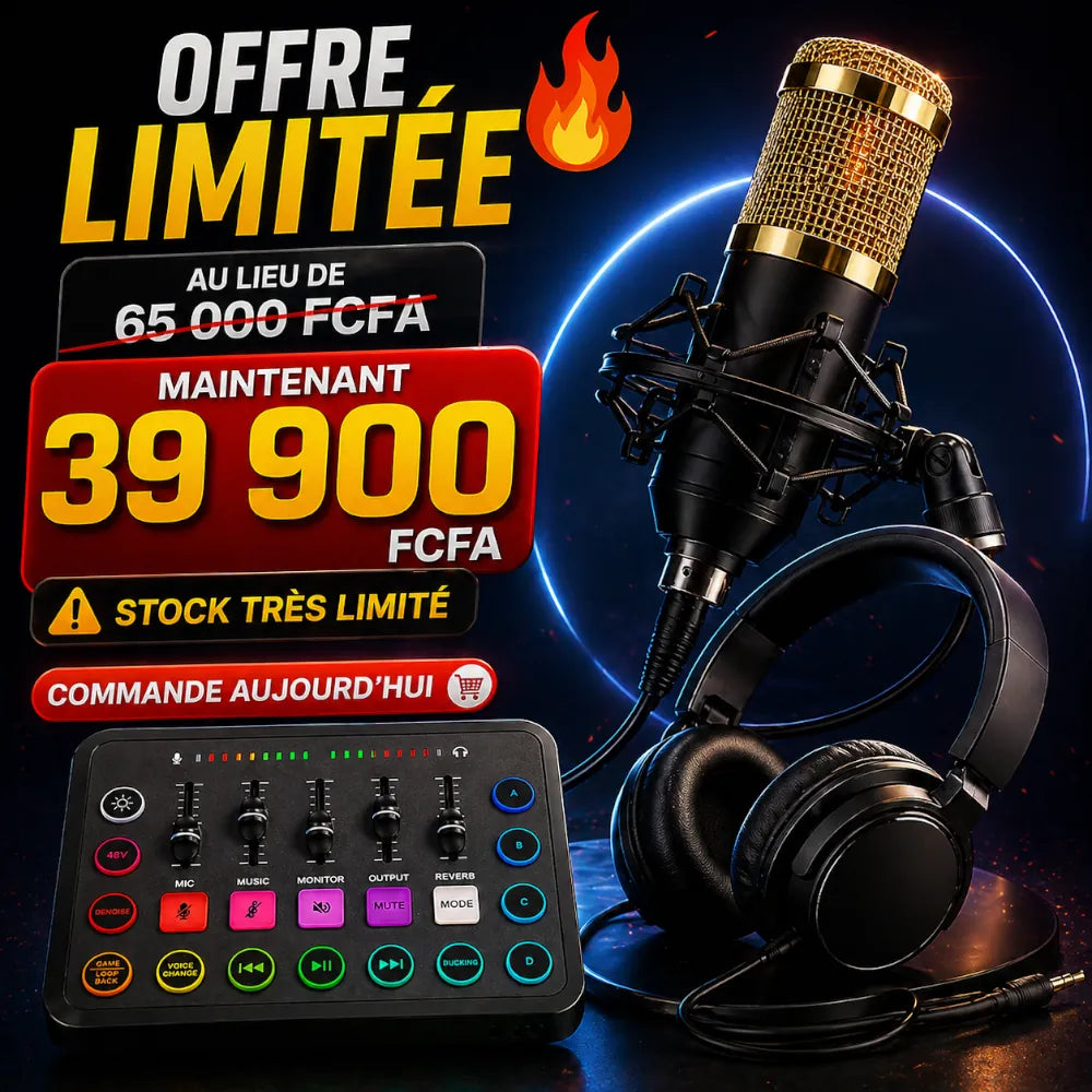 Kit Studio Complet Micro BM800 + Carte son F11 + Casque studio — Paiement à la Livraison INOUSSEN