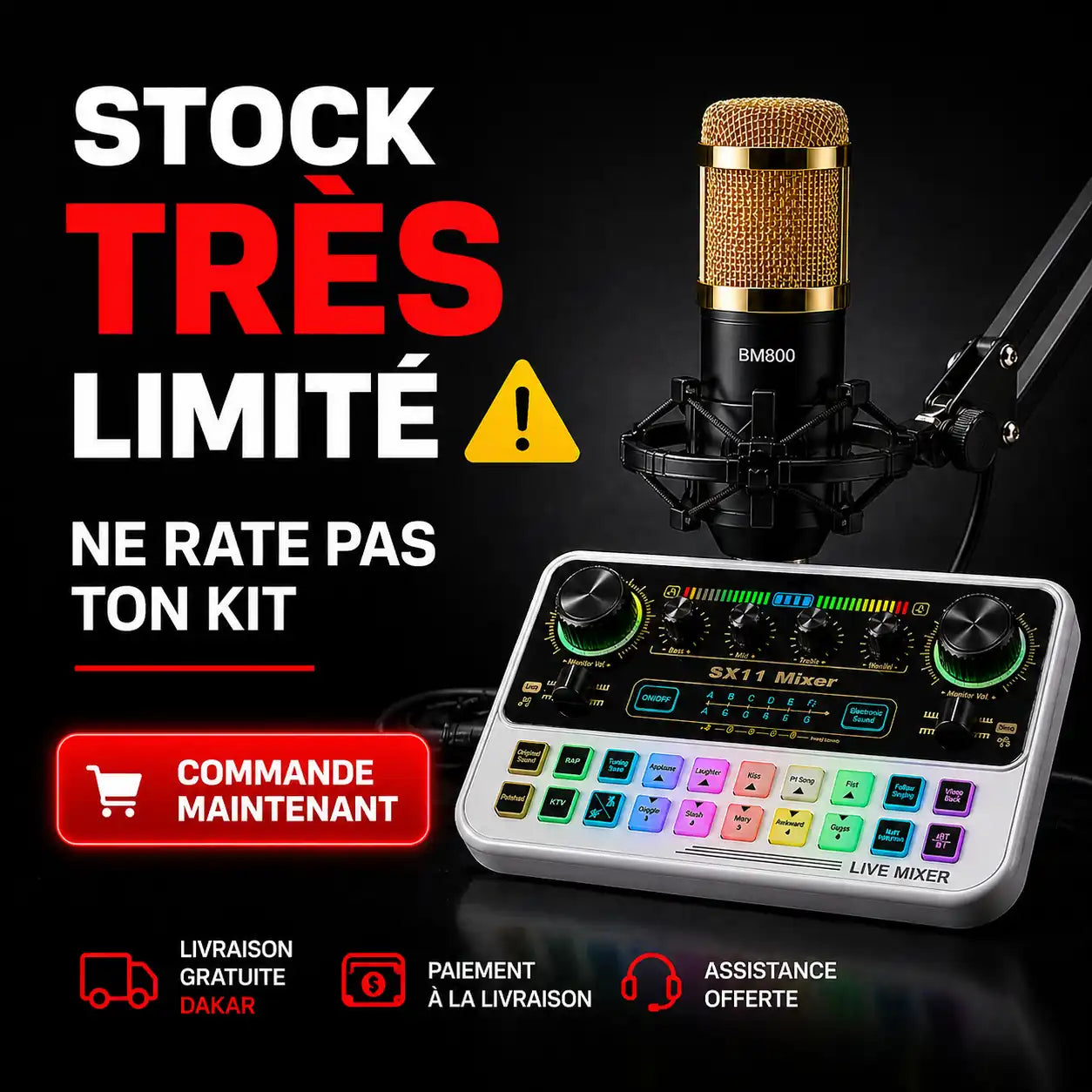 Kit Studio Complet Micro + Carte Son — Son Pro Facile + Livraison Gratuite à Dakar INOUSSEN