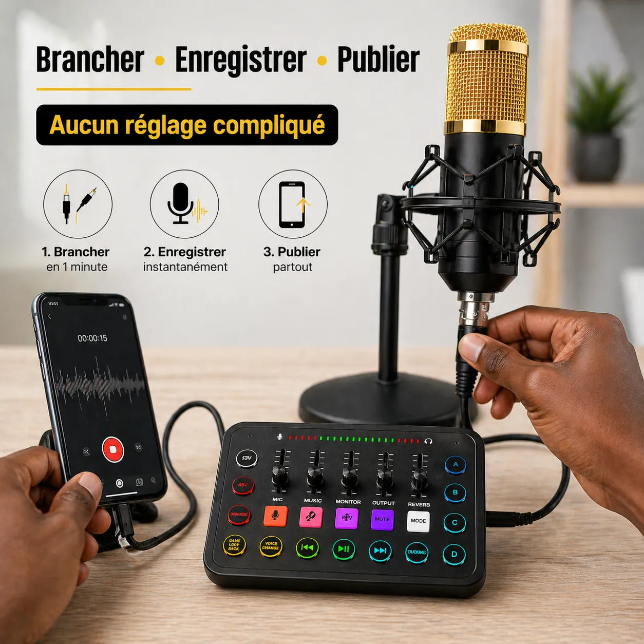 Kit Studio Complet Micro BM800 + Carte son F11 + Casque studio — Paiement à la Livraison INOUSSEN