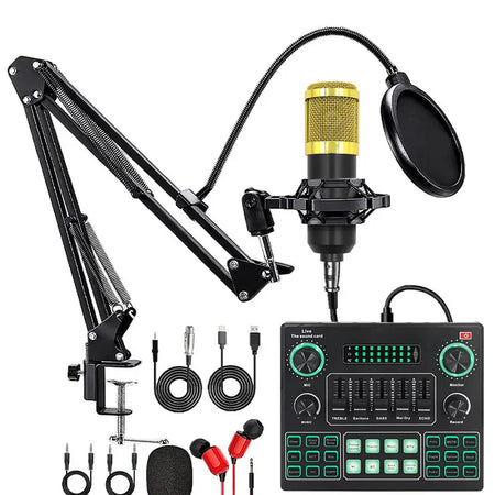 Kit Micro BM800 + Carte Son V9 – Transformez vos Lives & Podcasts 🎙 | Livraison Gratuite + 🎁 1 Écouteur & 1 Trépied Offerts – Stock Limité !