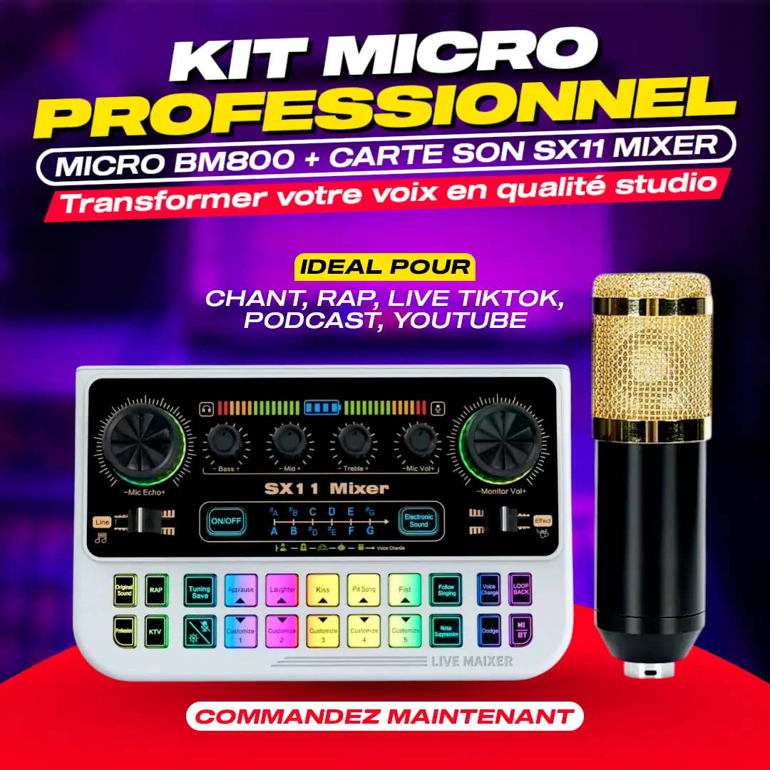 Kit Studio Complet Micro + Carte Son — Son Pro Facile + Livraison Gratuite à Dakar INOUSSEN