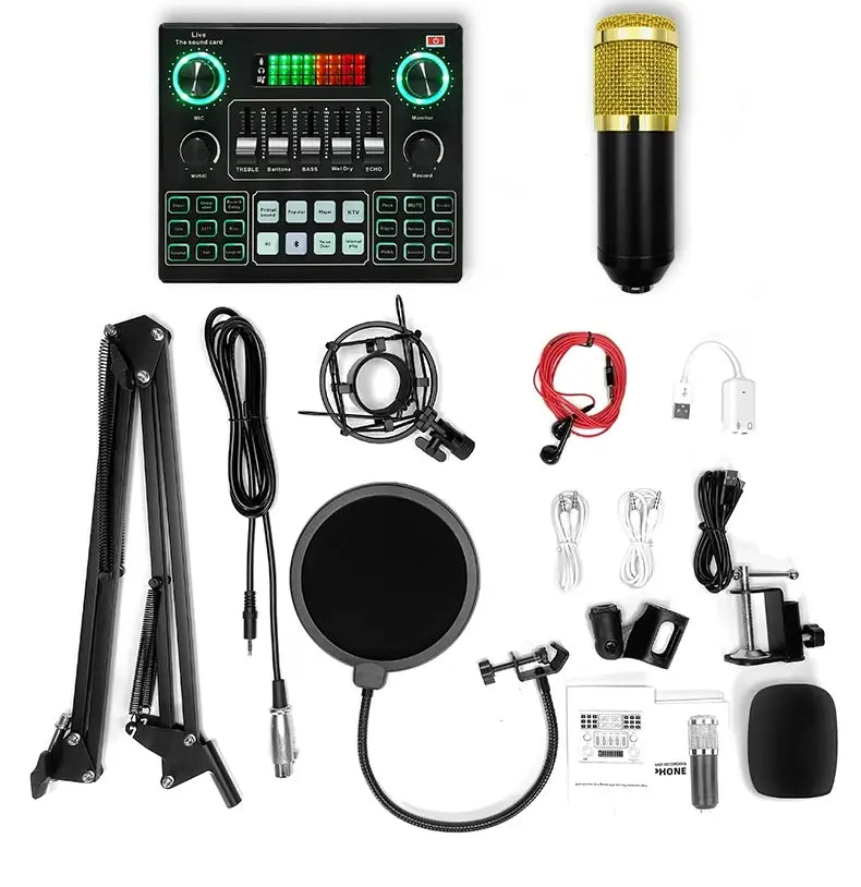 Kit Micro BM800 + Carte Son V9 – Transformez vos Lives & Podcasts 🎙 | Livraison Gratuite + 🎁 1 Écouteur & 1 Trépied Offerts – Stock Limité !