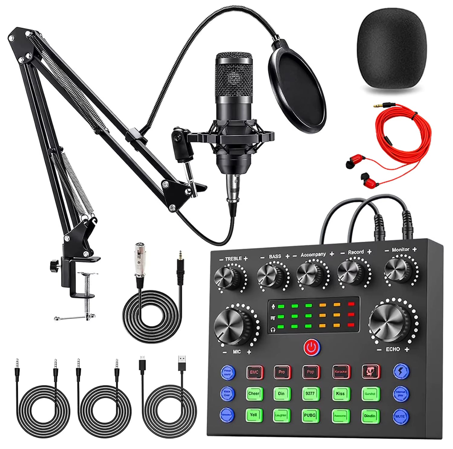 Kit Microphone BM800 + Carte Son V8S Pro : Le Combo Ultime pour des Lives et Podcasts Professionnels