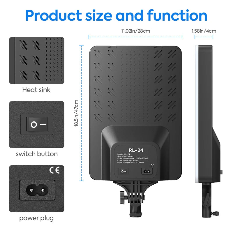 Kit d’Éclairage LED 24’’ avec Trépied – Idéal pour YouTube/Tiktok & Studio Photo