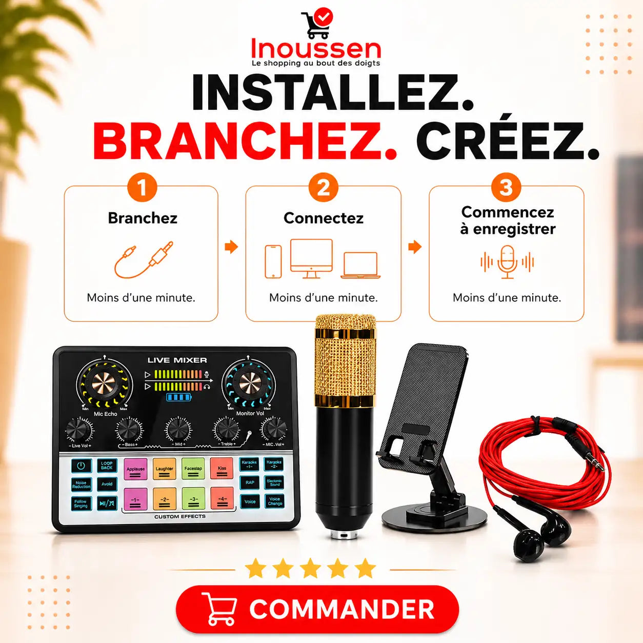 Installation simple et rapide du kit microphone BM800 Gold.
