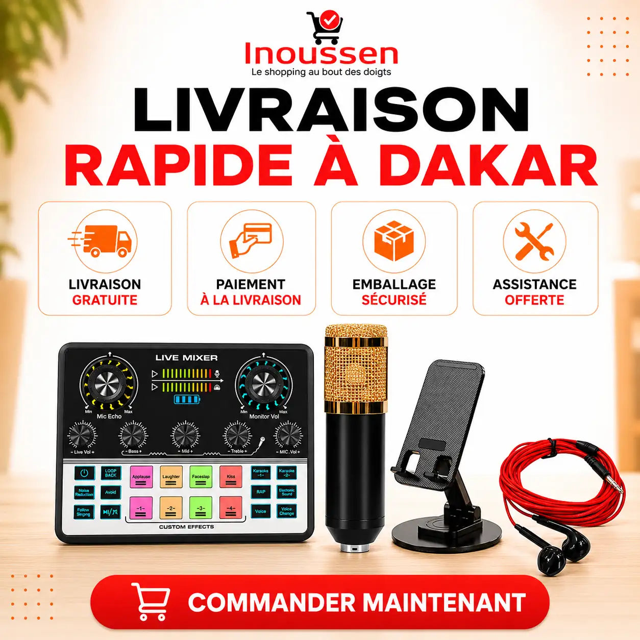 Livraison gratuite à Dakar avec paiement à la réception.