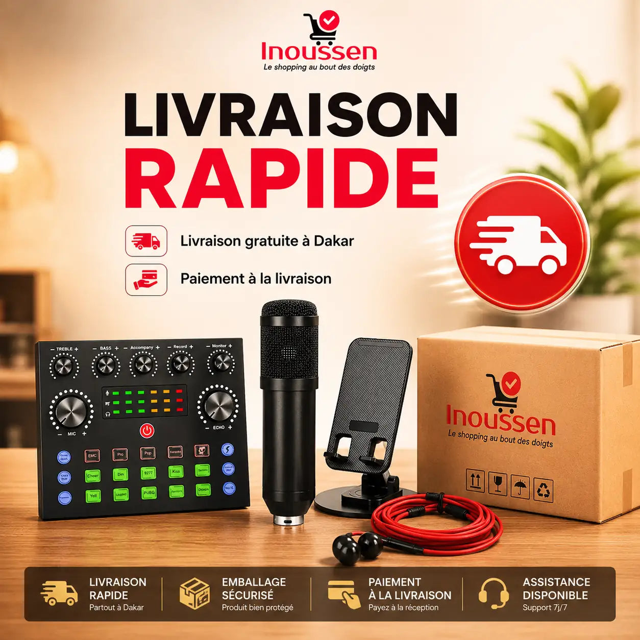 Livraison rapide du kit microphone BM800 partout au Sénégal avec paiement à la livraison.